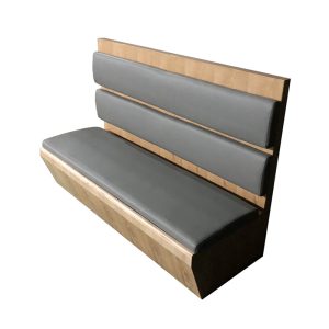 Grey Segmented Upholstered Restaurant Booth Seating with Light Wood Grain Frame