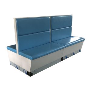 Bright Blue PU Leather Restaurant Booth Seating with Silver-Grey Base
