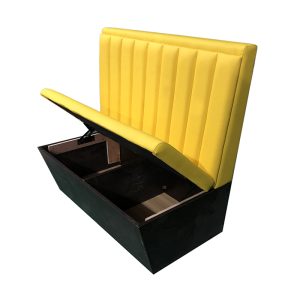 Yellow Vertical Channel Tufted Restaurant Booth Seating with Storage