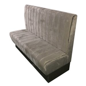 Grey Vertical Channel Tufted Restaurant Booth Seating with Light Wood Base