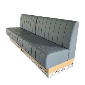 Long Grey Vertical Channel Tufted Restaurant Booth Seating