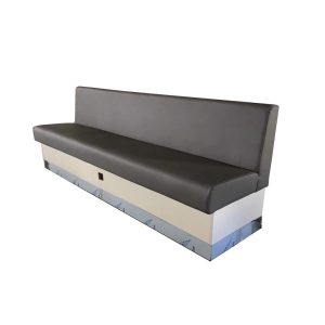 Dark Grey Plain PU Leather Restaurant Booth Seating with Off-White/Light Grey Panel Base