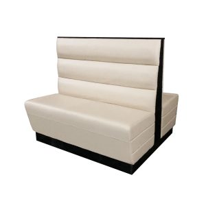 L-Shaped Beige Horizontal Channel Tufted Restaurant Booth Seating