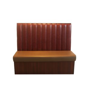 Two-Tone Brown Vertical Channel Tufted Restaurant Booth Seating
