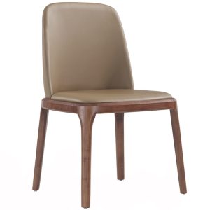 Modern Grey PU Leather Dining Chair with Solid Wood Frame