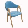 Commercial Blue Leather Wood Chair
