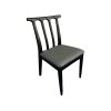 Commercial Grade Black Wood Dining Chair with Grey Upholstery