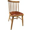 Commercial Oak Wood Dining Chair with Leather Seat