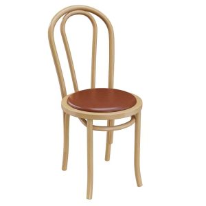 Vintage Bentwood Dining Chair with Brown PU Leather Seat - Classic Thonet Style