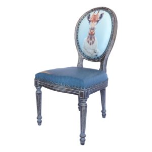 Vintage Upholstered Dining Chair - French Style Wooden Frame