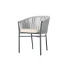 Outdoor Woven Rope Armchair with Dark Grey Metal Frame and Beige Fabric Cushion