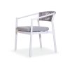 Outdoor Woven Rope Armchair with White Metal Frame & Fabric Cushion
