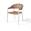Outdoor Woven Rattan Armchair with White Metal Frame