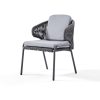 Outdoor Woven Rope Armchair with Dark Grey Metal Frame & Fabric Cushion