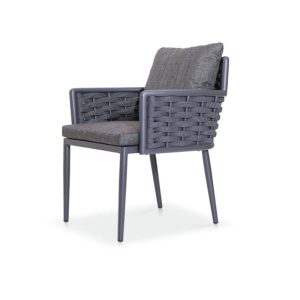 Outdoor Grey Woven Rattan Armchair with Fabric Cushion