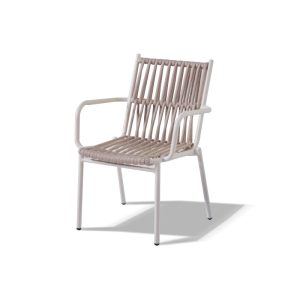 Outdoor Woven Rope Commercial Leisure Chair with White Metal Frame