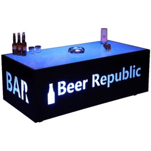 LED-lit commercial bar table suitable for hotels, restaurants, cafes, and bars