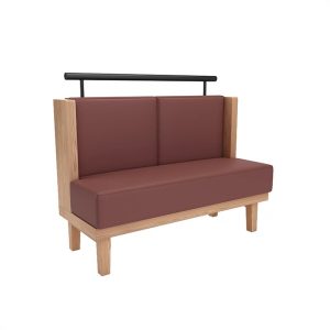 Modern commercial loveseat with solid wood frame and leather upholstery