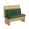 Commercial Booth Seating: Wood & Cane Back with Green Upholstery for Cafes