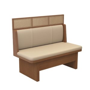 Wooden and leather upholstered commercial booth seating