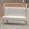 Commercial Cane & Wood Upholstered Banquette for Hotel Lobbies & Cafes