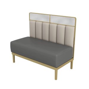 Luxury velvet upholstered booth seating with gold frame, ideal for commercial use