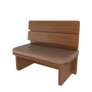 Wooden and leather upholstered commercial dining bench
