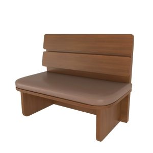 Wooden and leather dining bench suitable for commercial environments