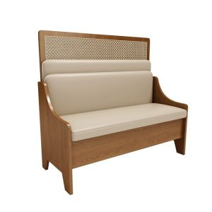 Wooden and leather dining bench, suitable for commercial use