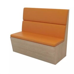 Orange leather wood booth seating for commercial use