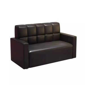 Black leather loveseat, commercial grade, synthetic leather