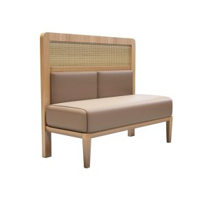 Wooden and leather bench seating for commercial use