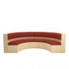 Commercial Curved Wood and Leather Sofa Set