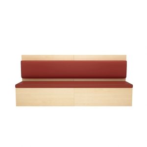 Light wood and red leather commercial dining booth seating