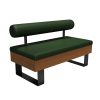 Commercial Green Leather & Wood Bench