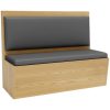 Commercial Grade Oak Wood & Grey Upholstery Booth Seating