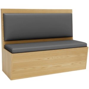 Oak wood and grey upholstered commercial booth seating