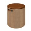 Commercial Wood Stool with Leather Seat