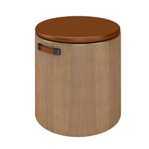 Wooden stool with leather seat, commercial grade