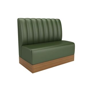 Green leatherette booth seat with wooden base