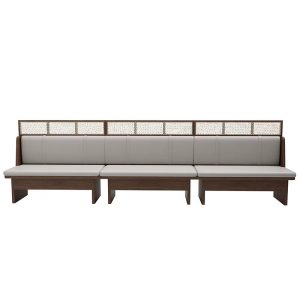 Walnut and Gray Fabric Commercial Booth Seating