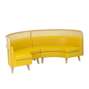 Curved Yellow Leather Commercial Sofa Set