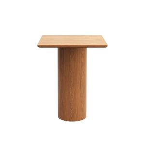 Oak wood commercial table with cylindrical base