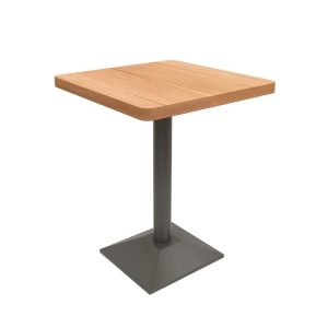 Square Commercial Dining Table with Wooden Top and Metal Base