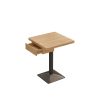 Commercial Grade Oak & Metal End Table with Drawer