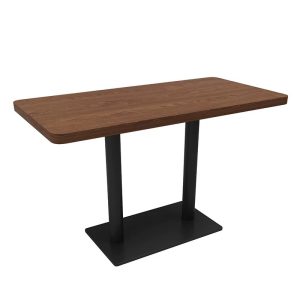 Walnut wood top and black metal base commercial dining table