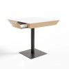 Modern Commercial Table with Wood Finish and Metal Base