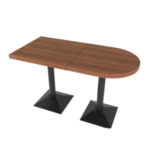 Walnut wood and black metal commercial dining table