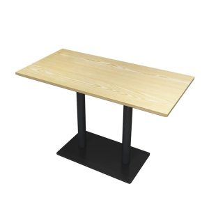 Light wood top with black metal base dining table