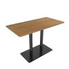 Commercial Walnut Wood Dining Table with Black Metal Base